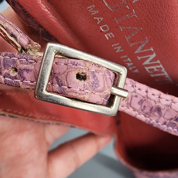 A. Giannetti Italy Heels Size 39 US 8.5–9 Pink Snakeskin Leather Slingback - Picture 7 of 15